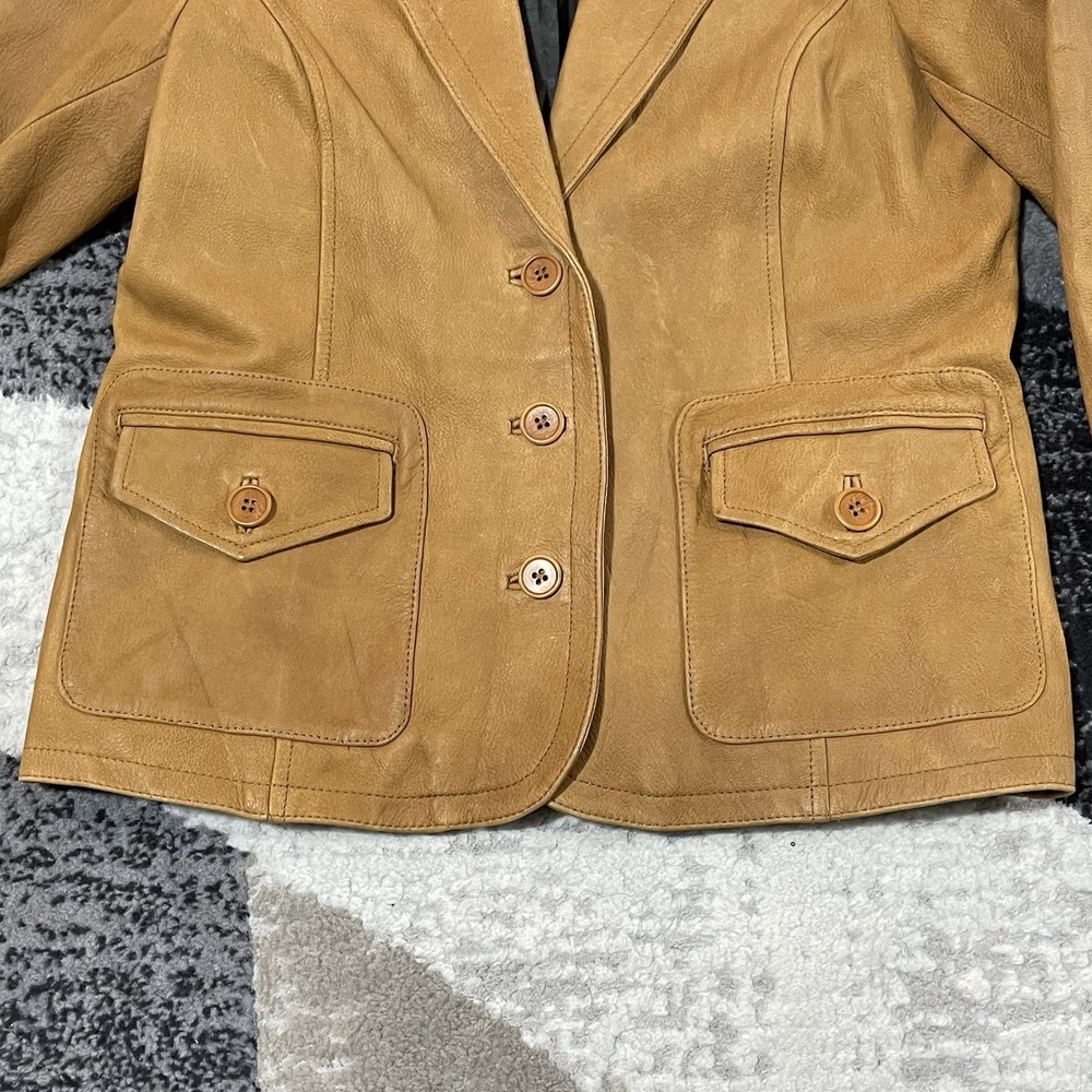 The Territory Ahead LEATHER Jacket Women Small Brown Button Up Coat Western BOHO - Picture 4 of 15